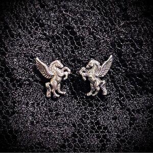 Sterling Silver Pegasus Stud Earrings new